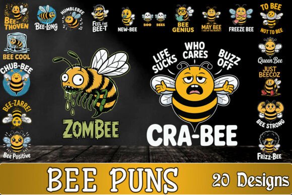 Bee Puns SVG Bundle Graphics for Creative Crafts