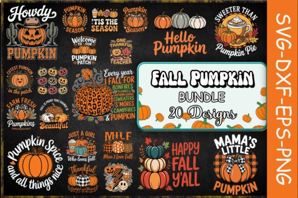 Fall Pumpkin SVG Bundle Graphics for Crafts