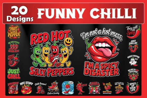 Funny Chilli SVG Bundle for Graphics and Crafts