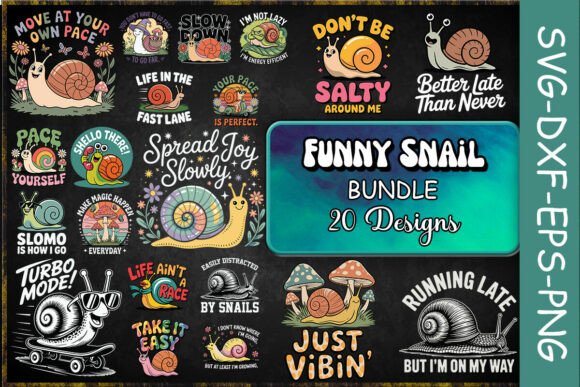 Funny Snail SVG Bundle for Crafts and Graphics