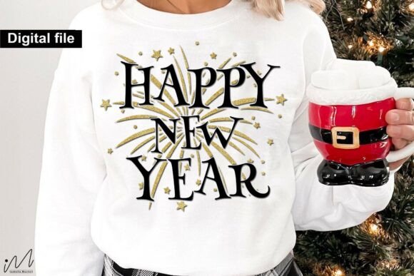 Happy New Year Glitter T Shirt Graphics for Crafts