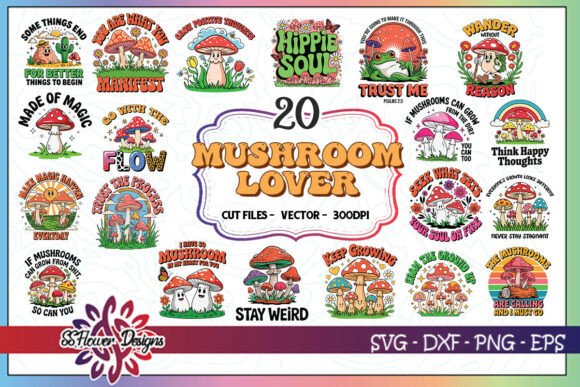 Mushroom Lover SVG Bundle Graphics for Crafts