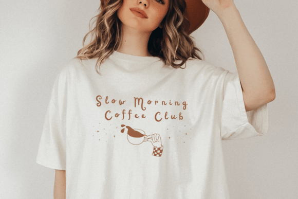 Slow Morning Coffee Club PNG for Crafts and Graphics